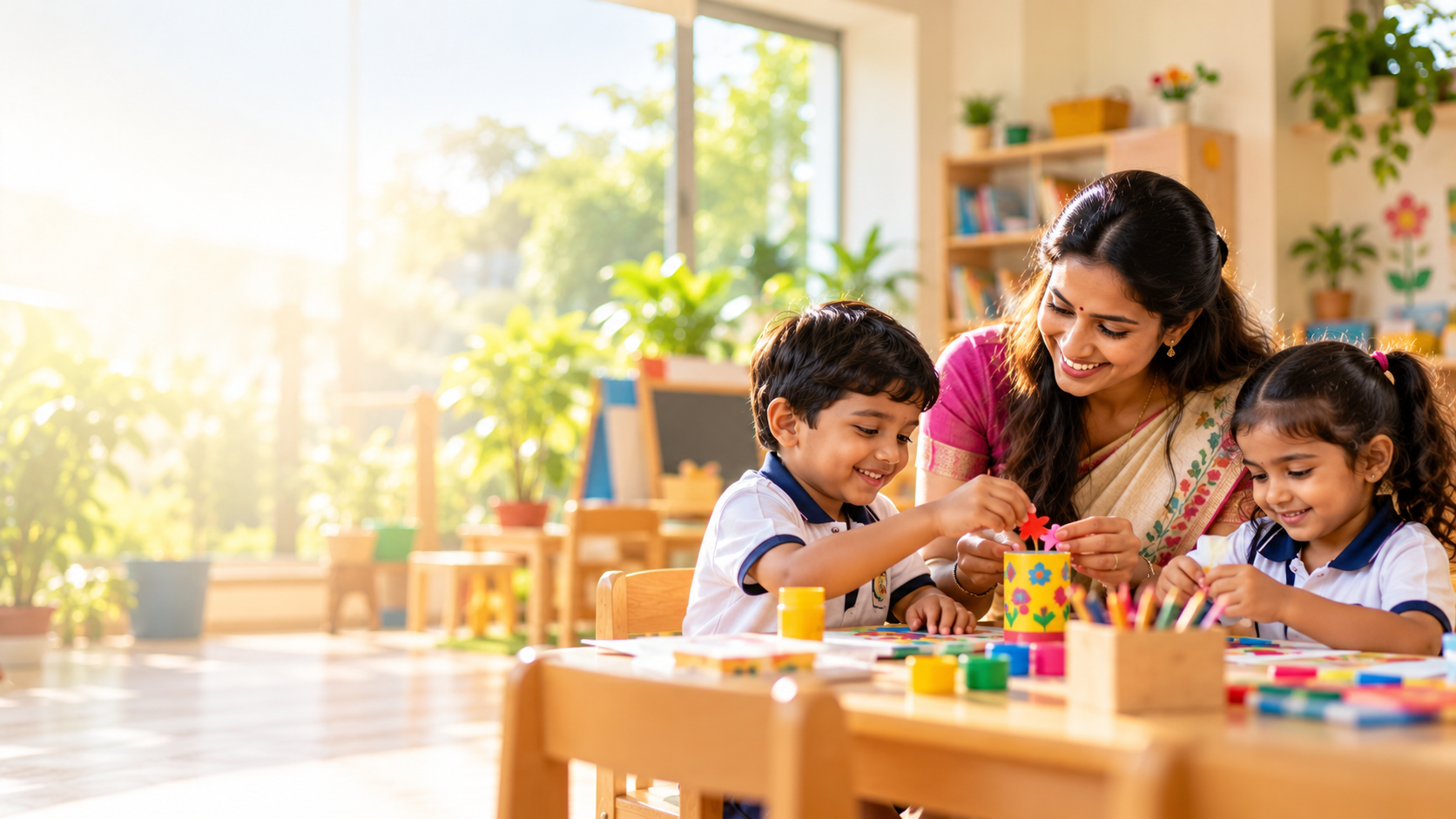 Children exploring creative learning